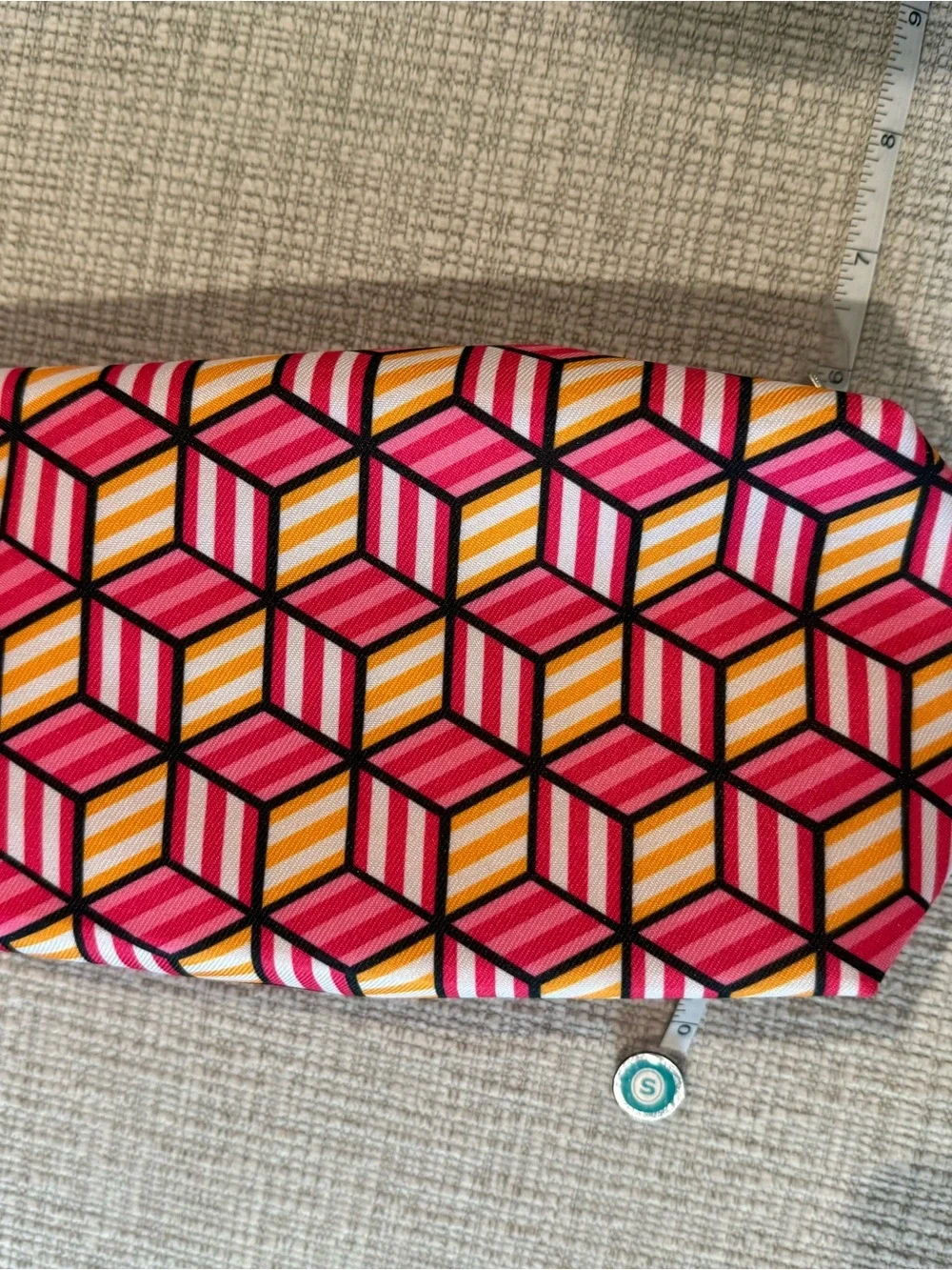 Clinique Pink and Yellow Geometric Cosmetic Pouch